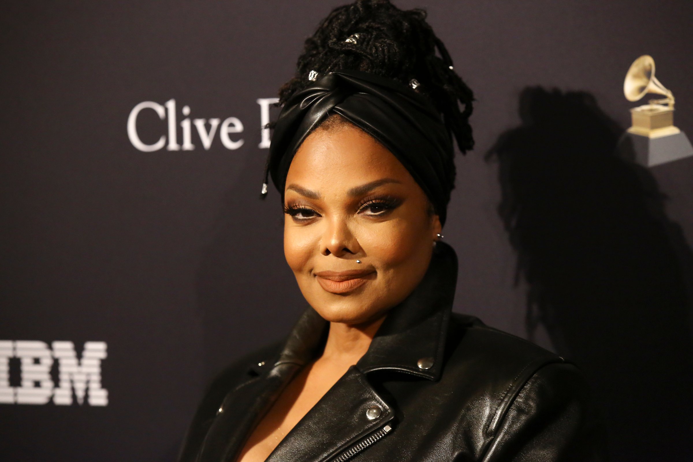 Janet Jackson, the musician behind 'Rhythm Nation' wearing black