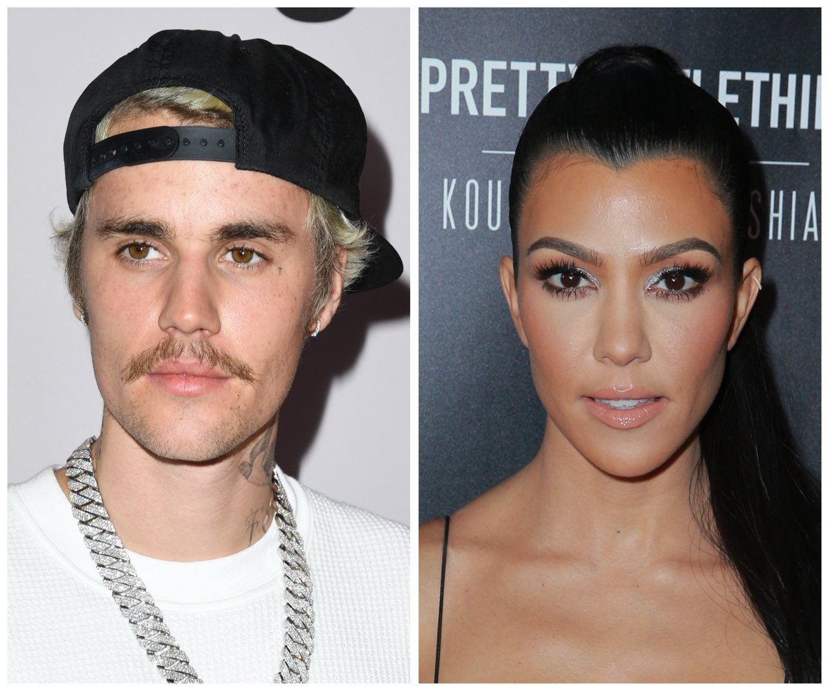 Side by side photos of Justin Bieber and Kourtney Kardashian, who were rumored to have dated.