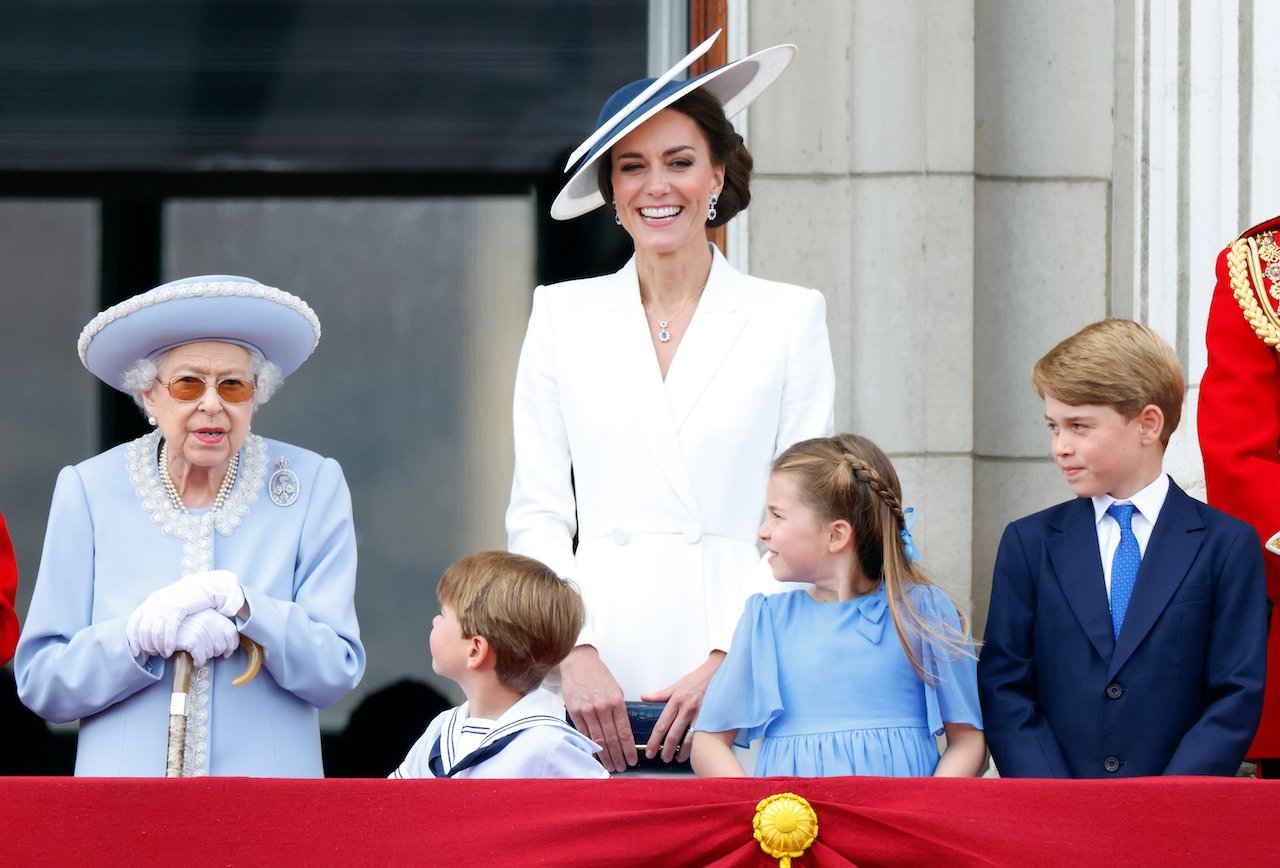 Kate Middleton, pictured on the balcony of Buckingham Palace with her children and Queen Elizabeth II in 2022, had a relatable mishap while shopping with her kids