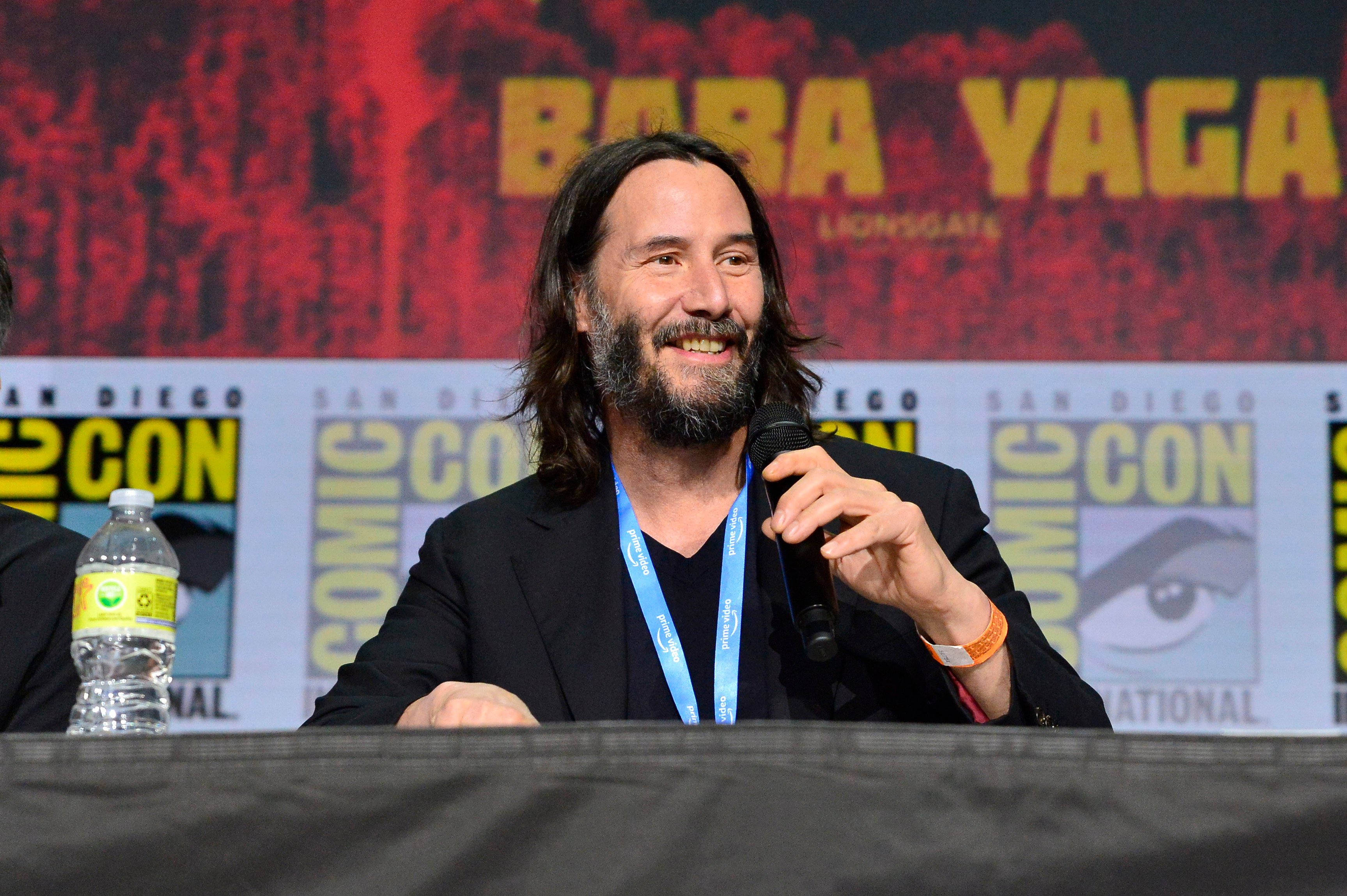Keanu Reeves speaks onstage at Collider: directors on directing panel at Comic-Con at San Diego