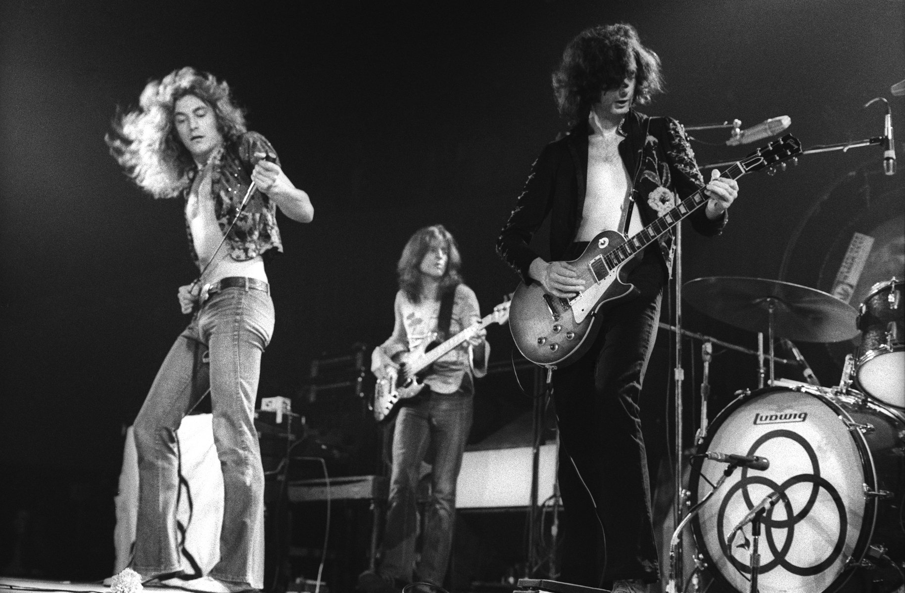 Led Zeppelin plays onstage at The Forum in 1973