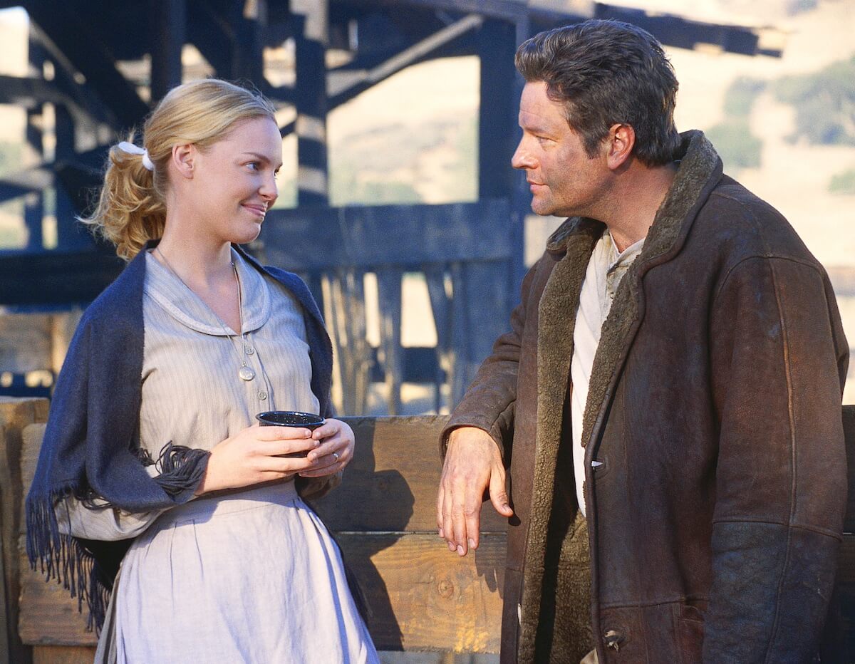 Katherine Heigl smiling at a man in 'Love Comes Softly'