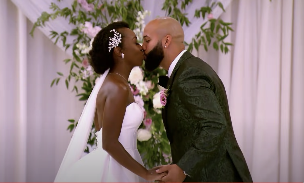 Briana and Vincent kiss at wedding on 'Married at First Sight;' the couple are expecting their first child
