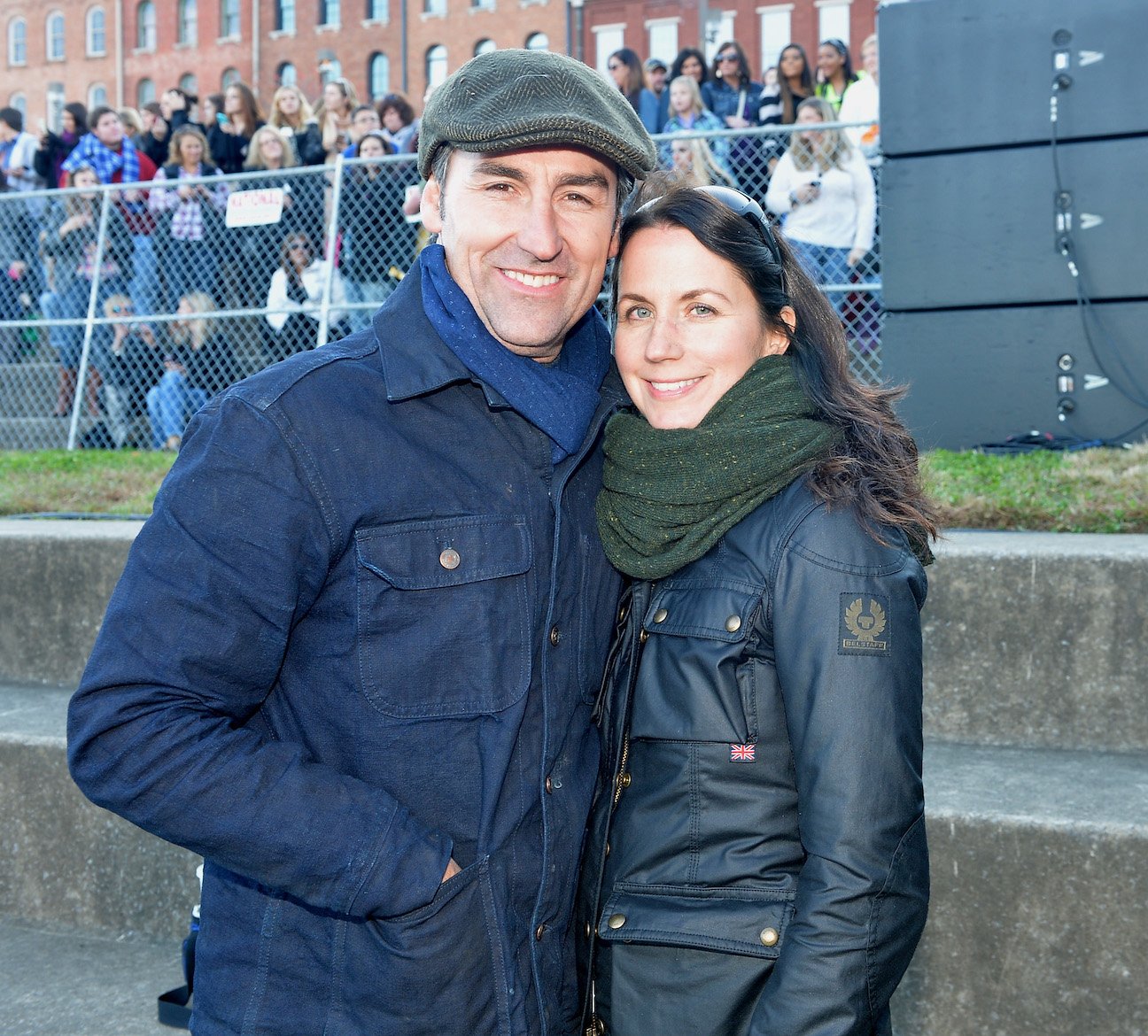 Mike Wolfe from 'American Pickers' smiling with wife Jodi Faeth 