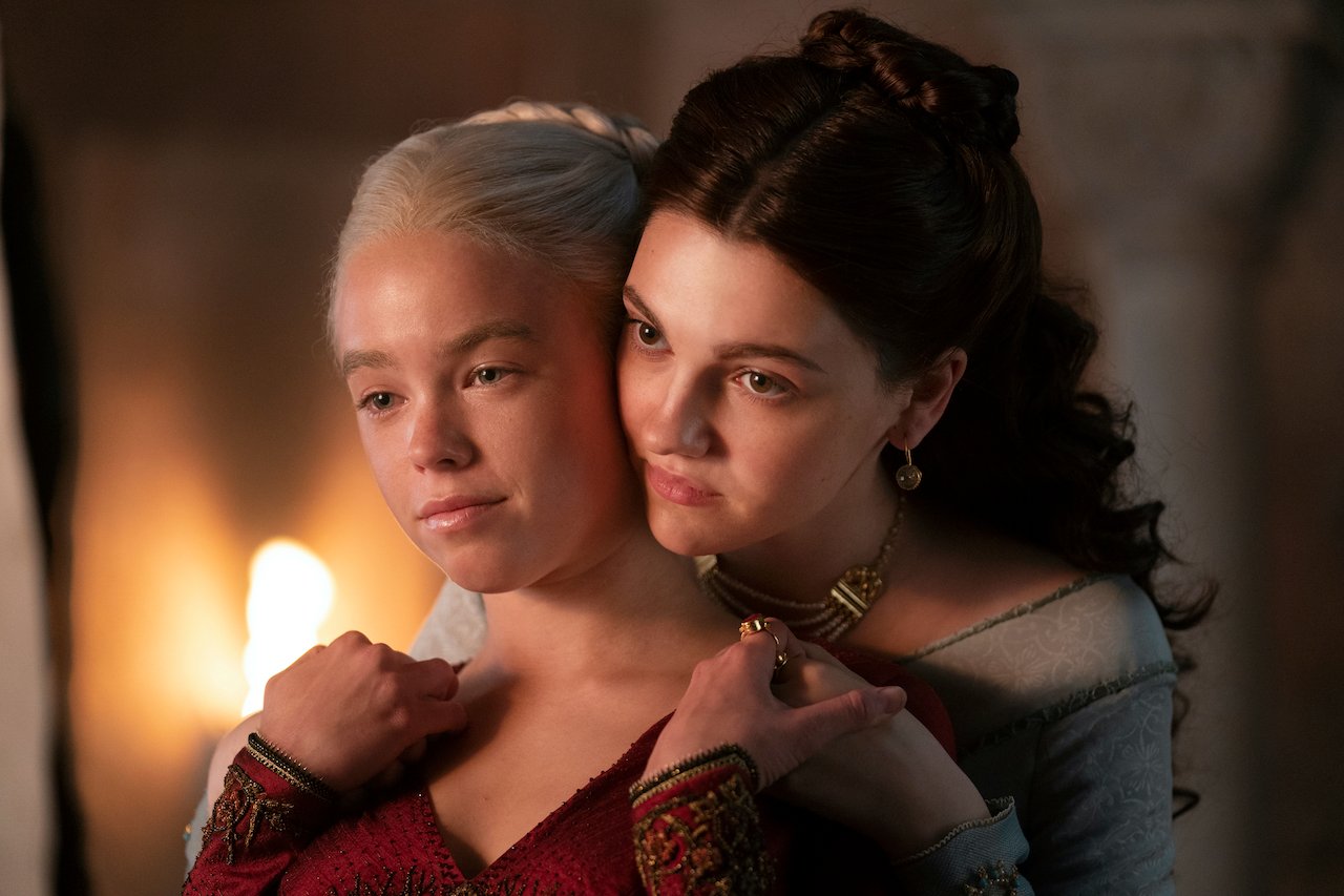 Milly Alcock as Rhaenyra and Emily Carey as Alicent in House of the Dragon