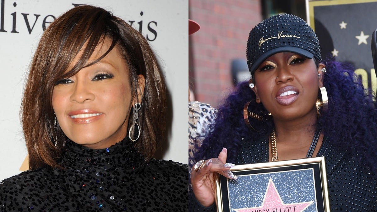 (L) Whitney Houston in 2011 (R) Missy Elliott in 2021