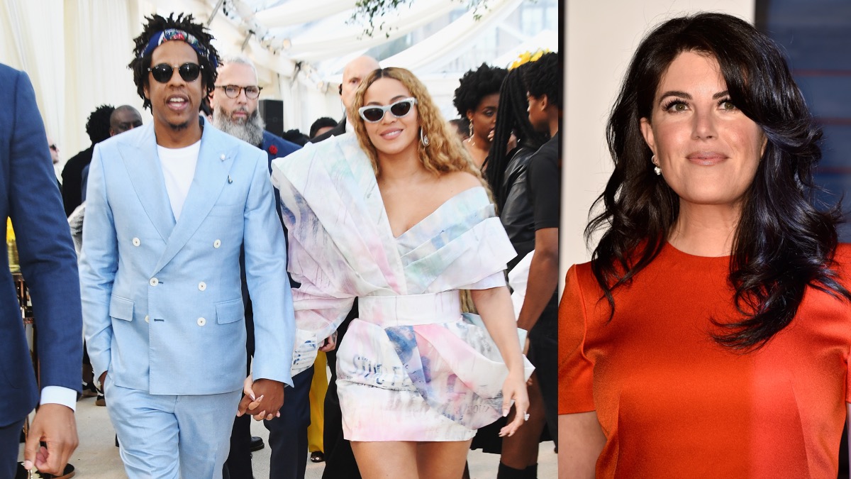 (L) Jay-Z and Beyoncé attend 2019 Roc Nation THE BRUNCH (R) Monica Lewinsky at an event in 2015