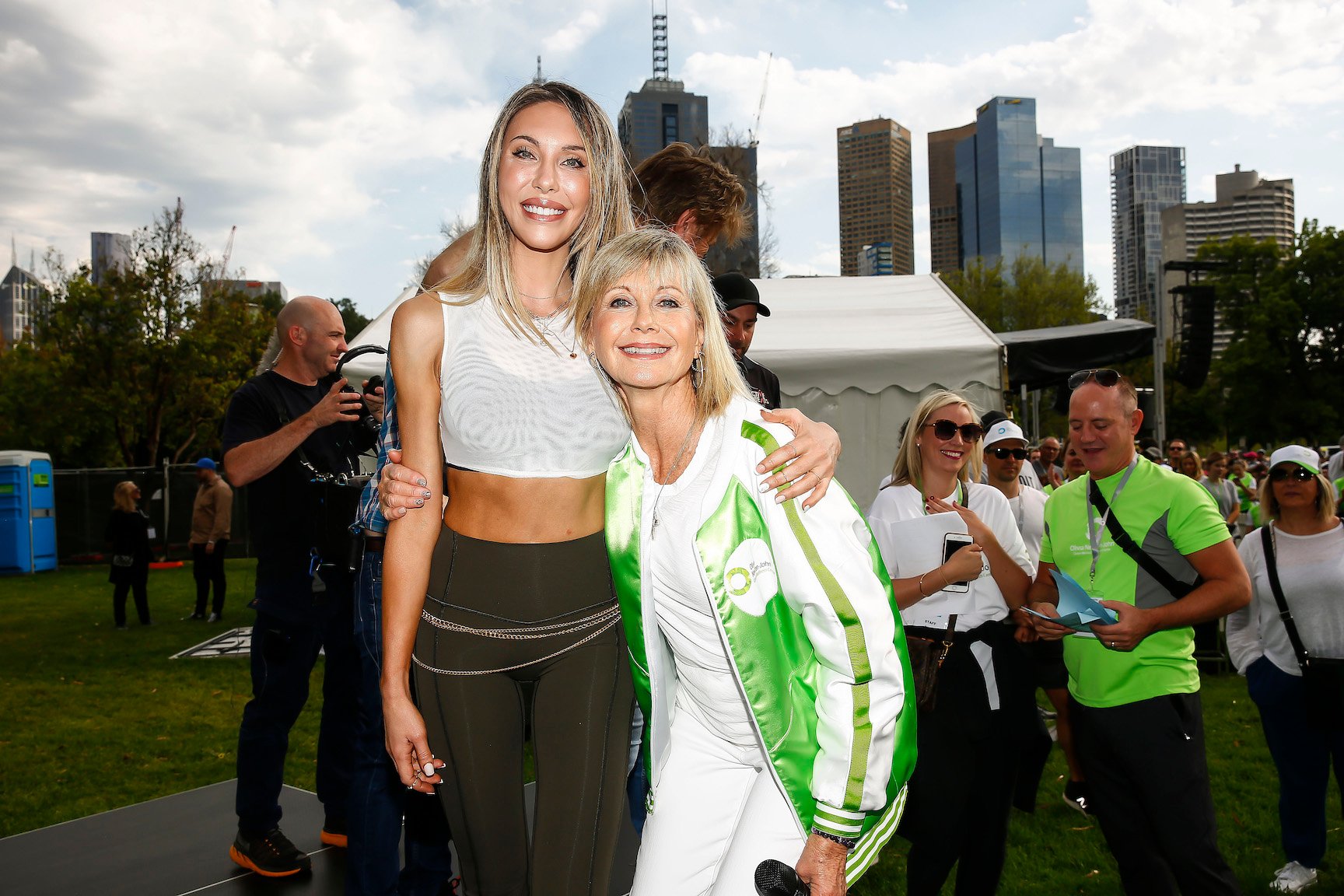 Chloe Lattanzi hugging daughter Olivia Newton-John