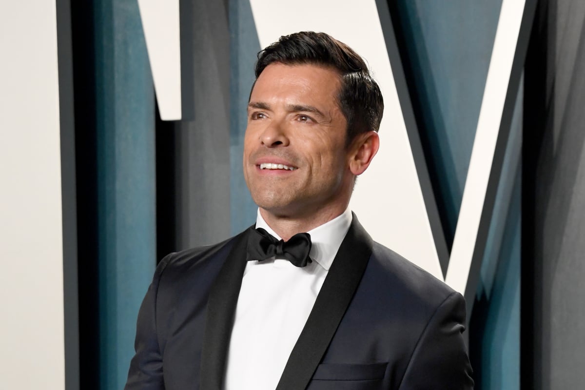 Mark Consuelos guest stars in Only Murders in the Building Season 2. Consuelos wears a black and white tuxedo with a bow tie. 