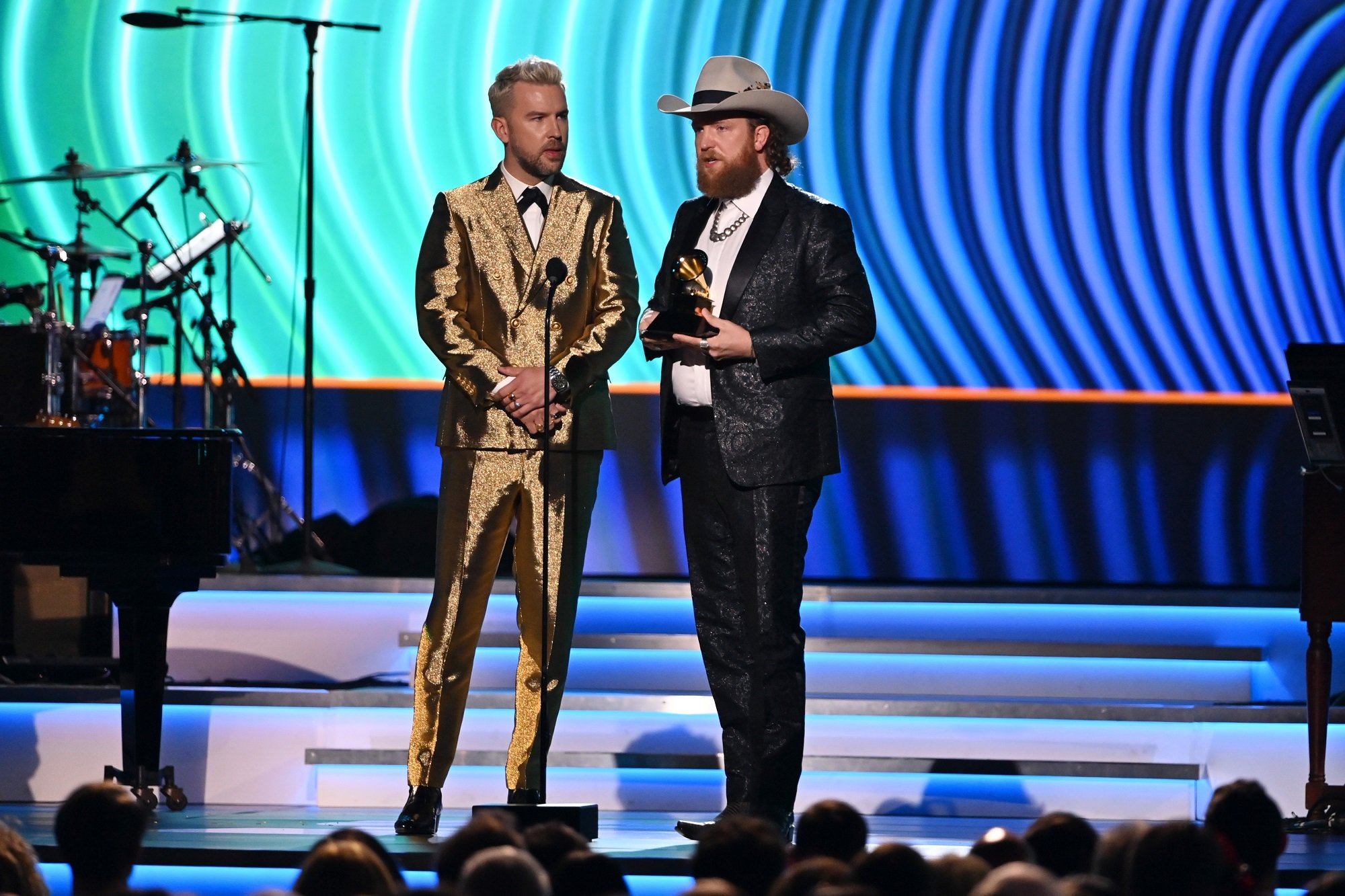 T.J. Osborne and John Osborne of Brothers Osborne at the 2022 Grammy Awards