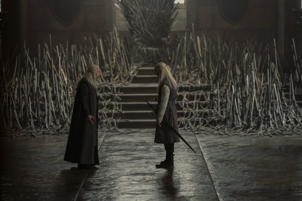 Paddy Considine as Viserys Targaryen and Matt Smith as Daemon Targaryen in House of the Dragon