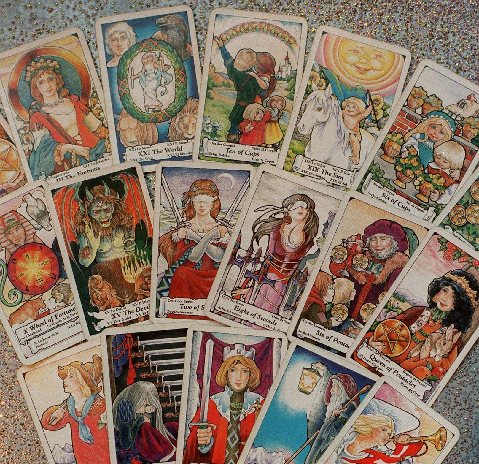 Tarot cards on a table