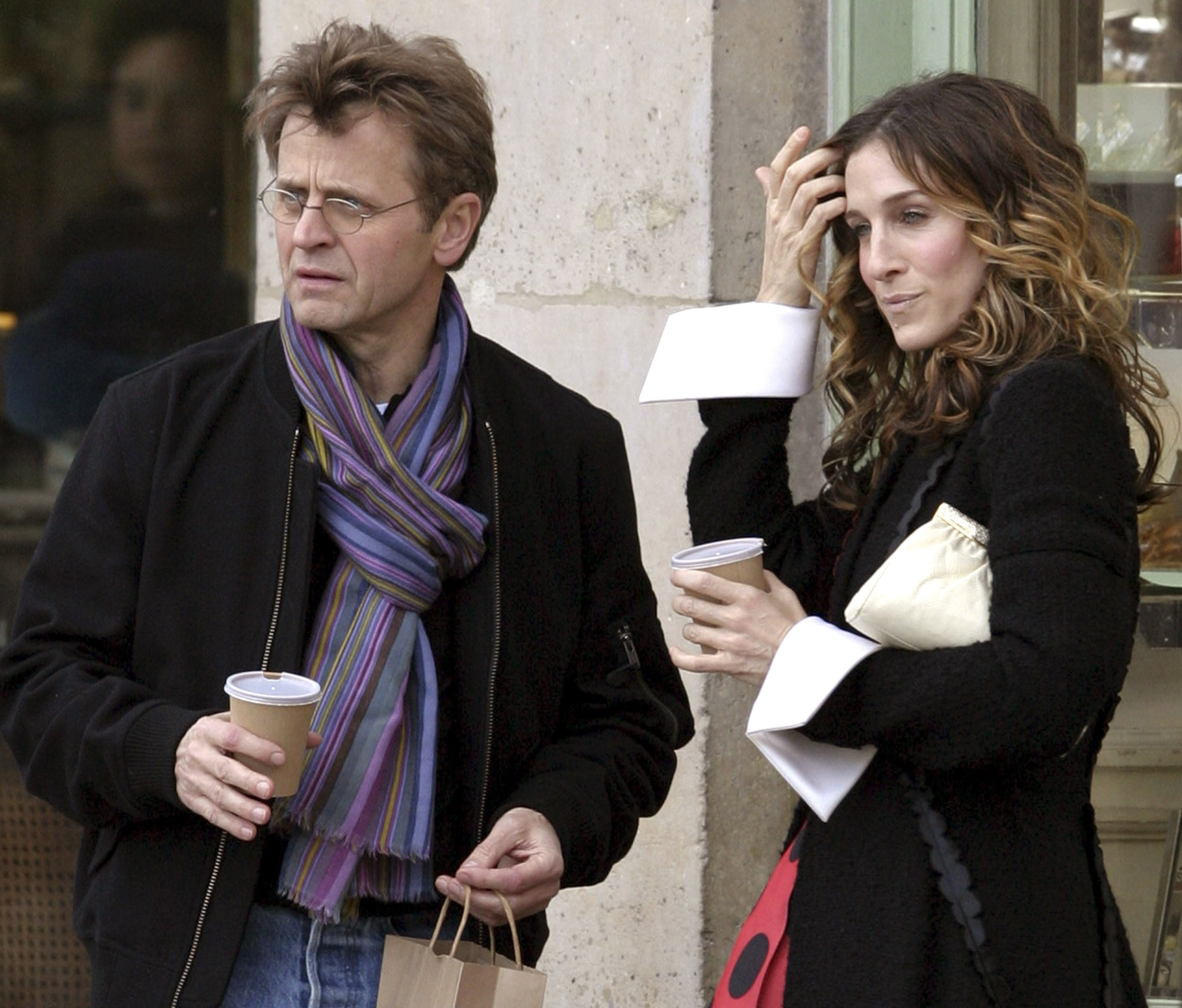 Sarah Jessica Parker and Mikhail Baryshnikov on the set of 'Sex and the City'