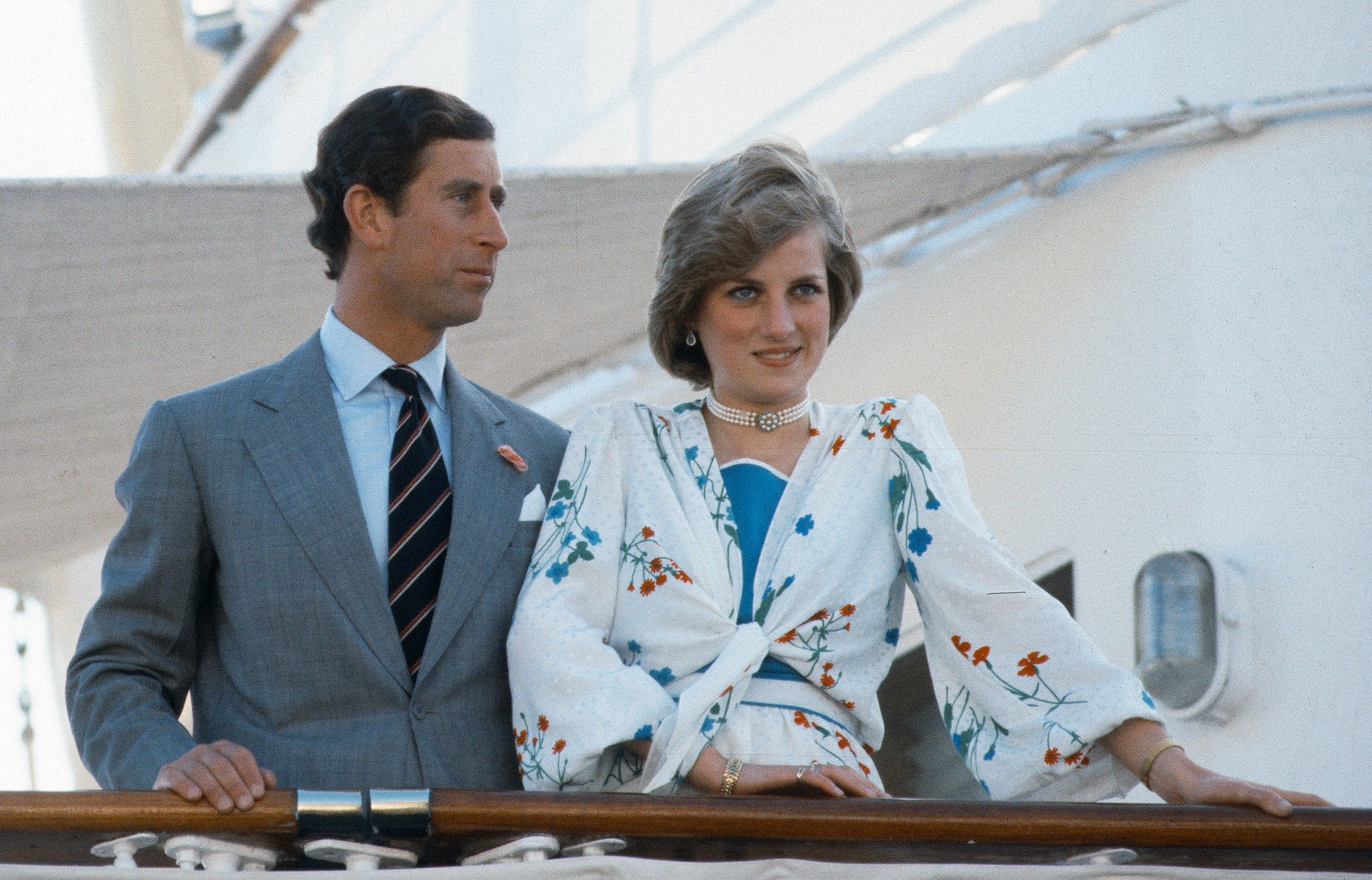 Prince Charles and Princess Diana, who destroyed his watercolor paintings on their honeymoon, onboard the Royal yacht Britannia as they prepare to depart on their honeymoon cruise