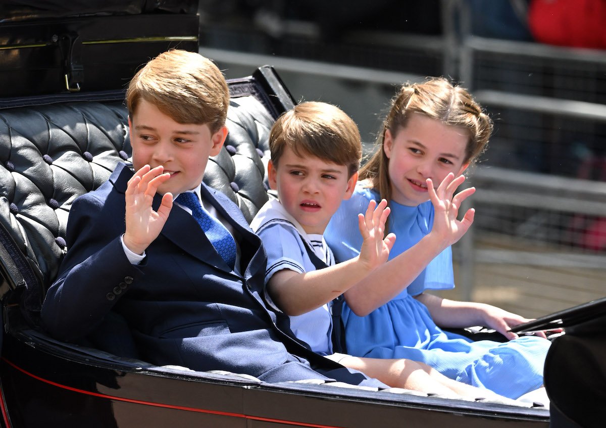 Prince George, Prince Louis, and Princess Charlotte wave at Trooping the Colour