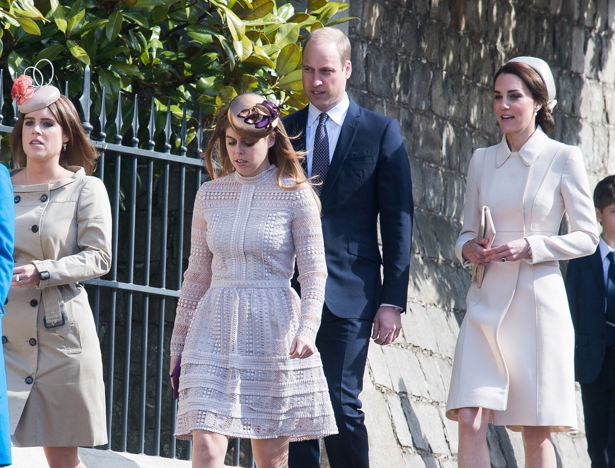 Prince William, Kate Middleton, who may be in a feud with Princess Beatrice, and Princess Eugenie attend Easter Day Service at St George's Chapel together