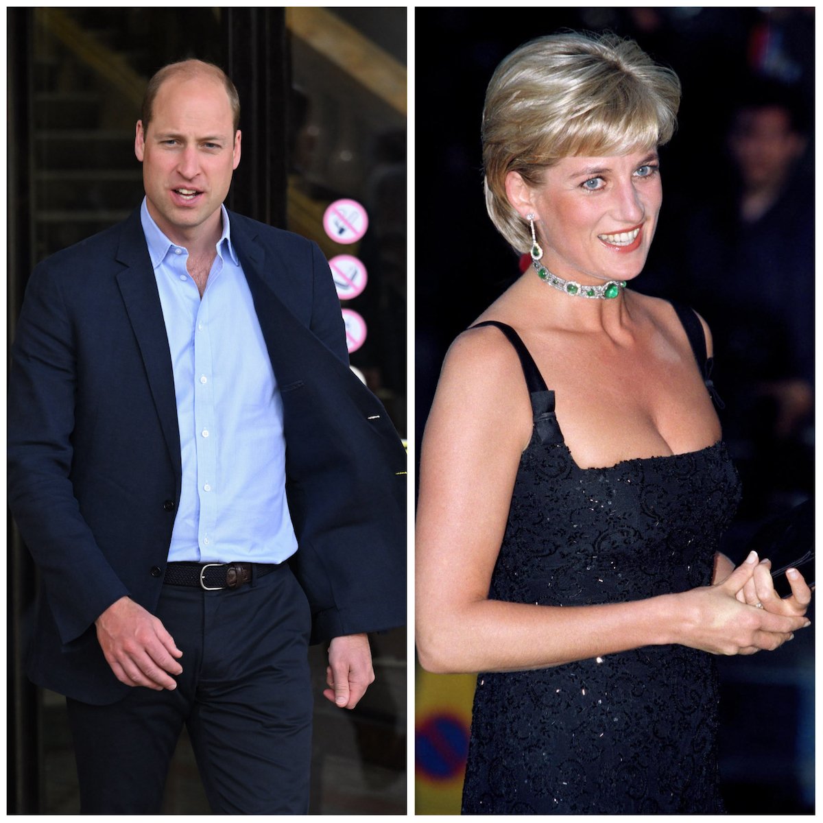 Prince William, who appeared in London in the last photos of Prince William taken with Princess Diana before her death, in a composite image next to Princess Diana in 1997