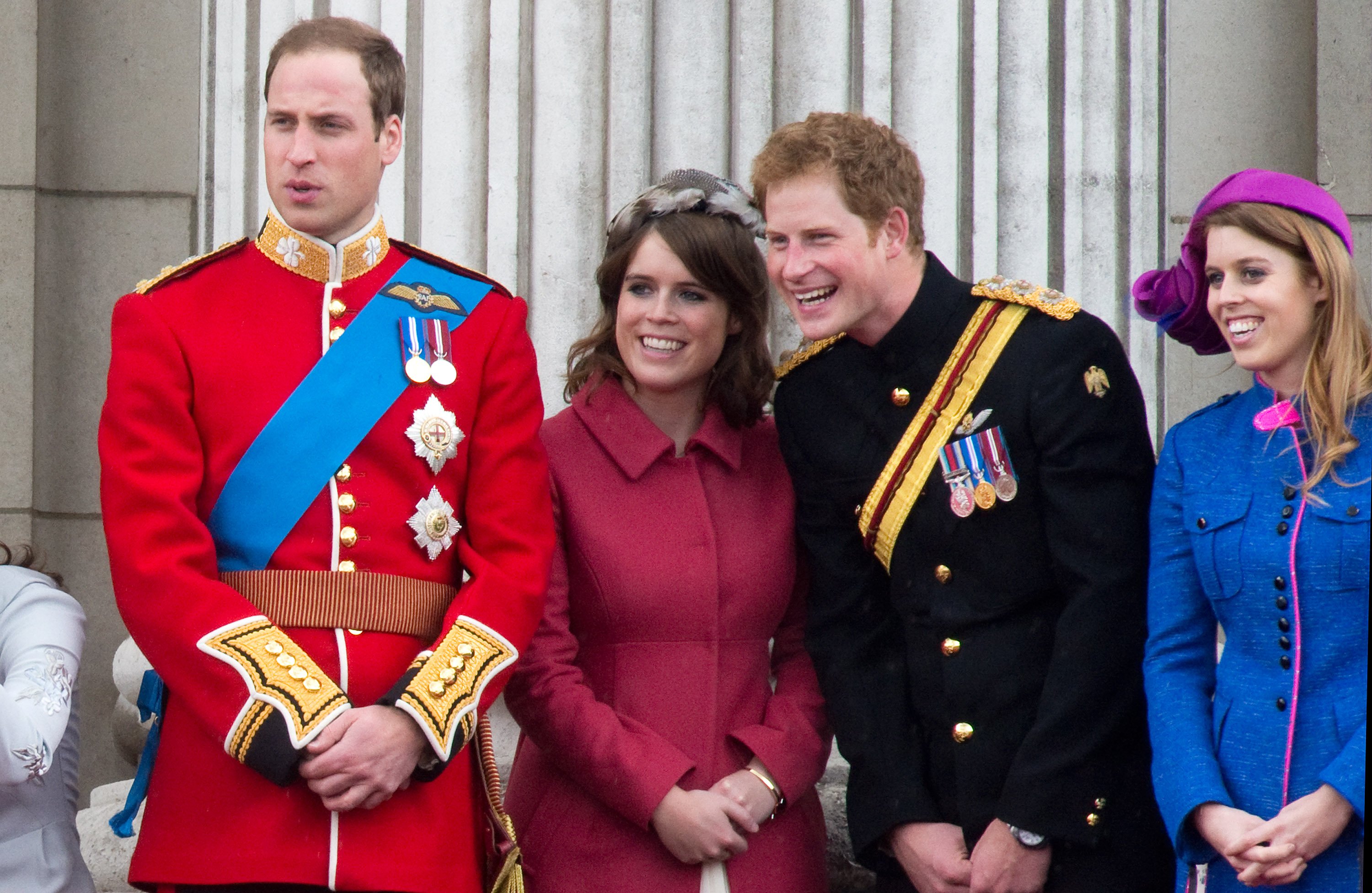 Prince William, Princess Eugenie, Prince Harry, and Princess Beatrice, who were once forbid from seeing each other, standing on the balcony of Buckingham Palace following the Trooping the Colour Ceremony