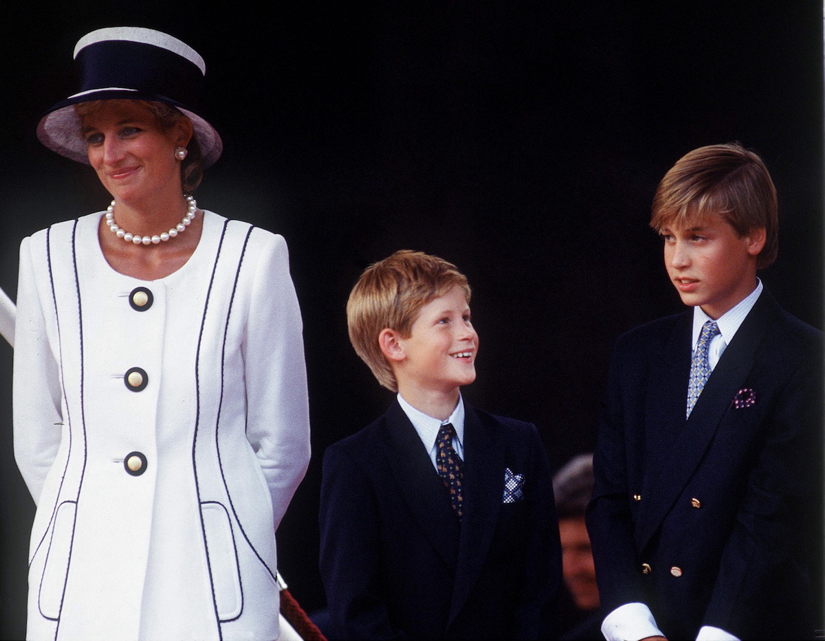 Princes Diana, who described Prince William and Prince Harry as a 'bloody nuisance,' according to her former bodyguard, stands with Prince Harry and Prince William