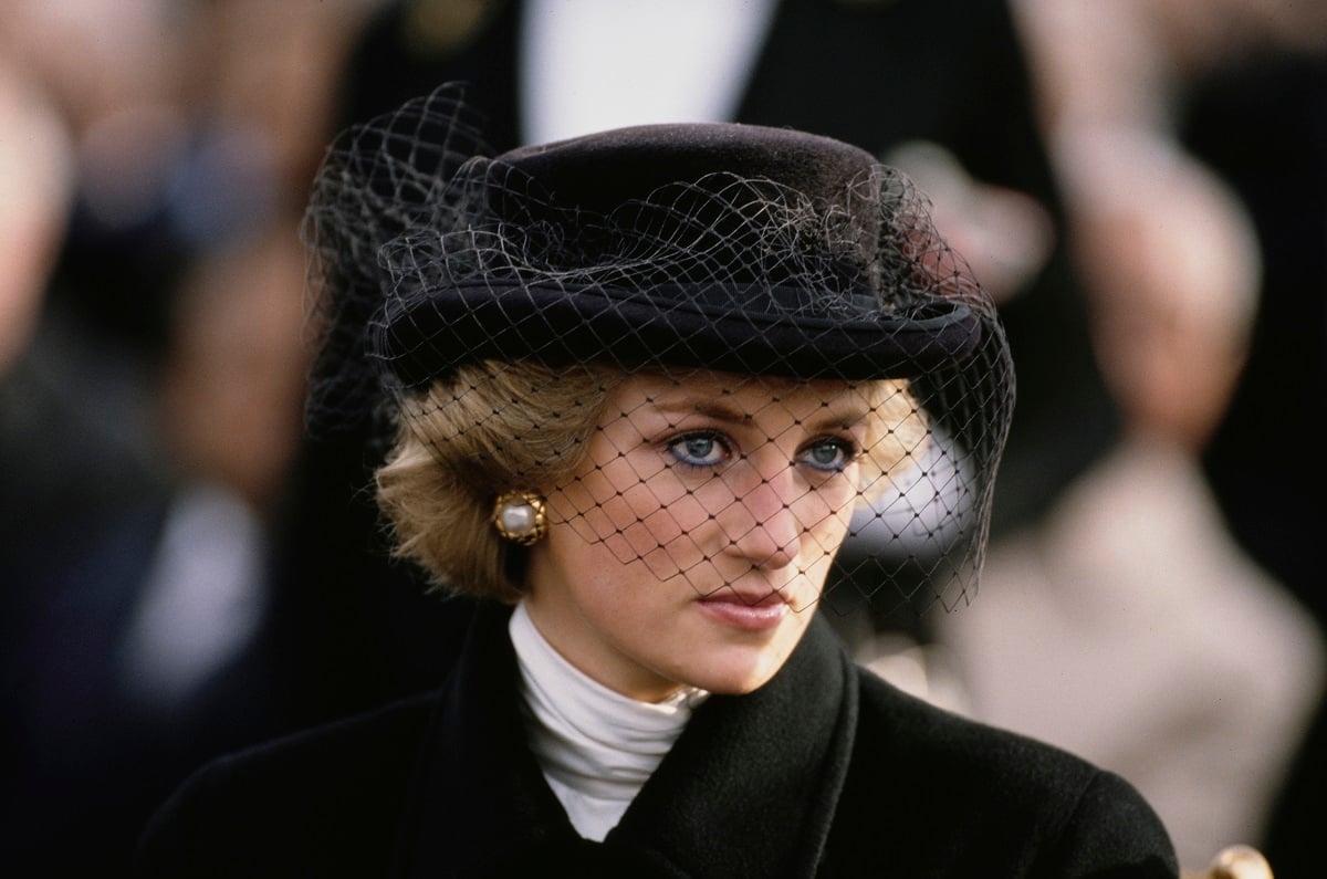Princess Diana attends the Armistice Day wreath-laying ceremony