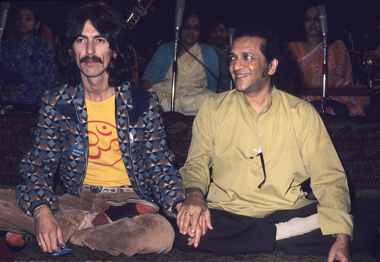 George Harrison and Ravi Shankar in London, 1974.