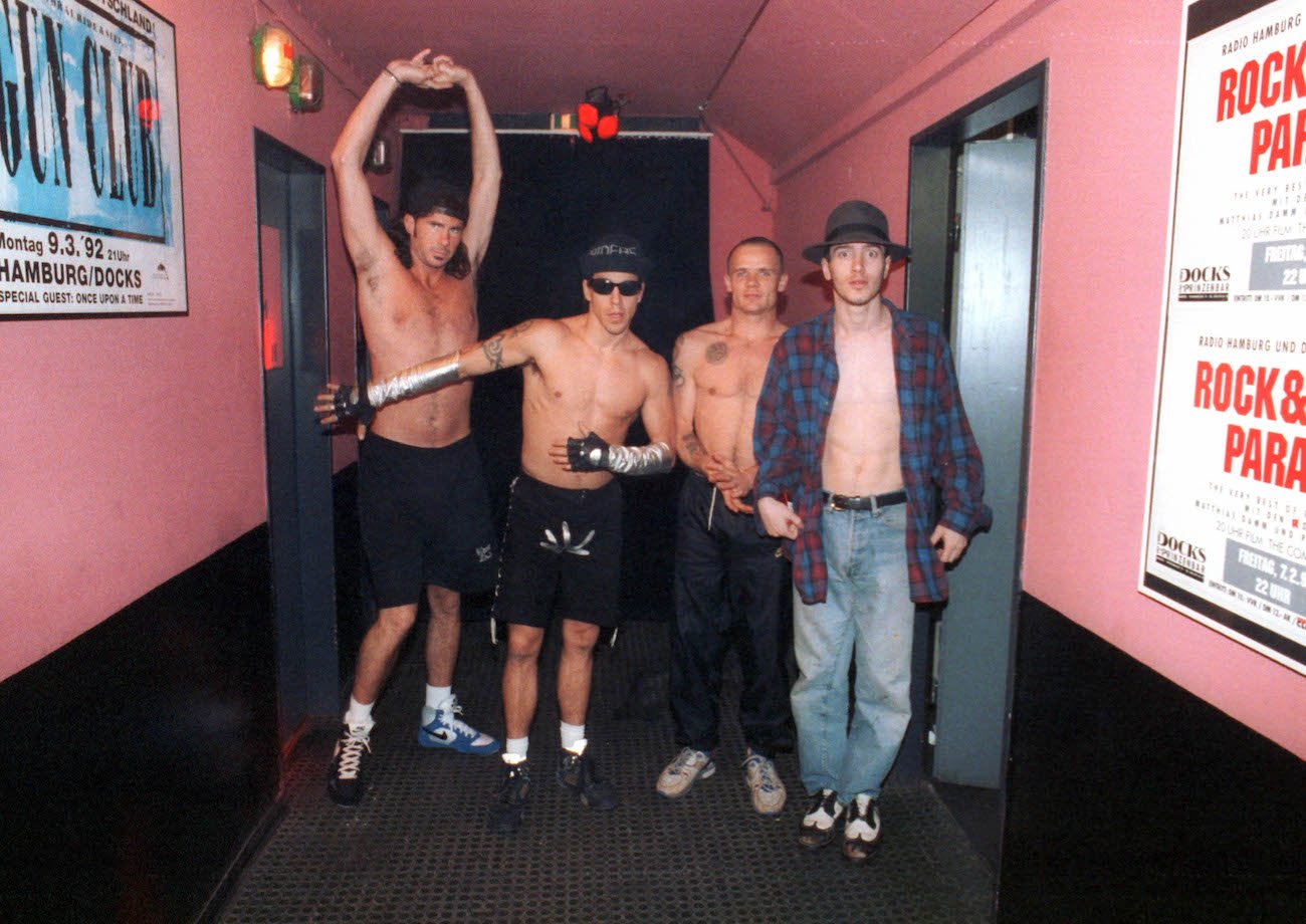 Red Hot Chili Peppers backstage in 1992.