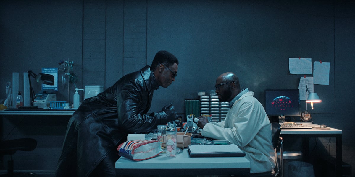 'Resident Evil' scene in a lab showing Lance Reddick as Albert