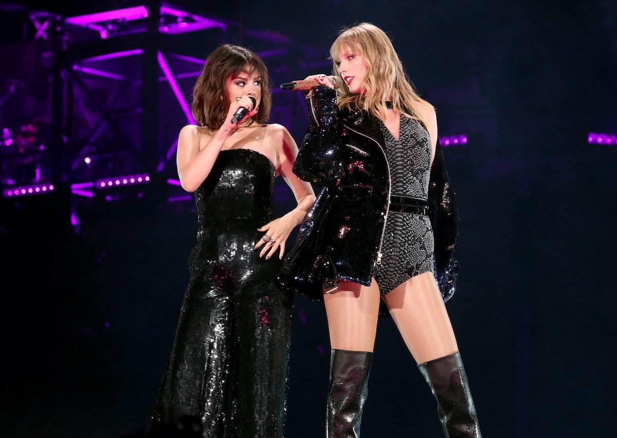 Selena Gomez and Taylor Swift perform on stage at during the Reputation Tour