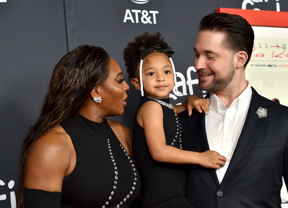 Serena Williams, her daughter Alexis Olympia Ohanian Jr., and husband Alexis Ohanian attend the 2021 AFI Fest - Closing Night Premiere of "King Richard"