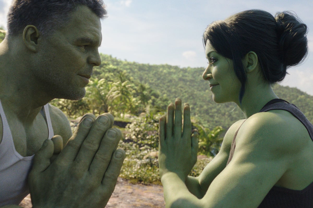 'She-Hulk: Attorney at Law' -- Tatiana Maslany and Mark Ruffalo do Hulk yoga