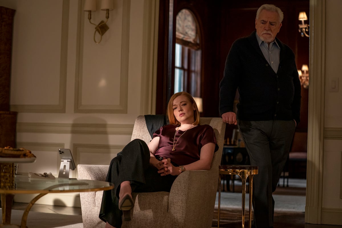 'Succession': Sarah Snook sits in a chair Brian Cox leans on