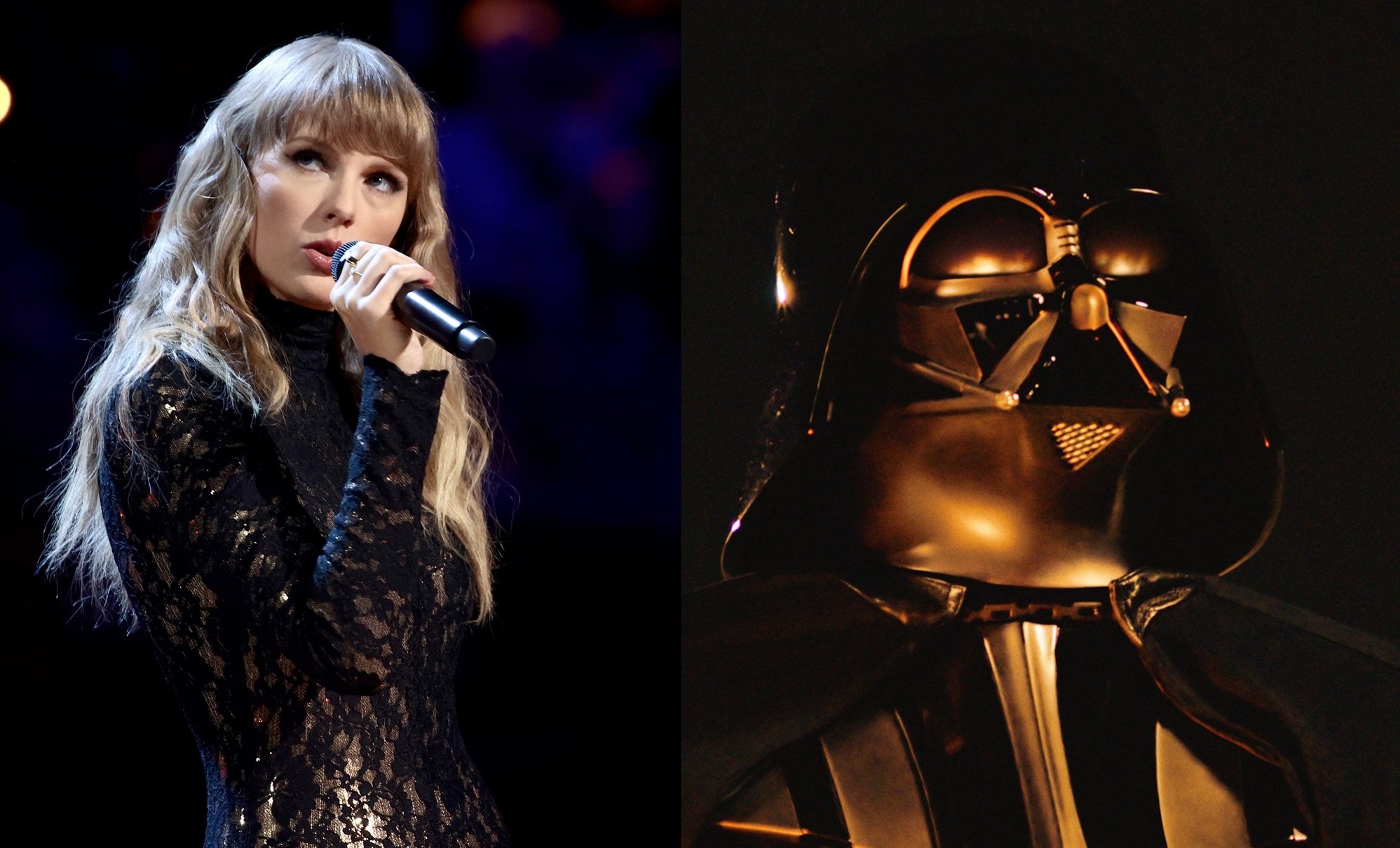 A joined photo of Taylor Swift and Hayden Christensen as Darth Vader in 'Obi-Wan Kenobi'