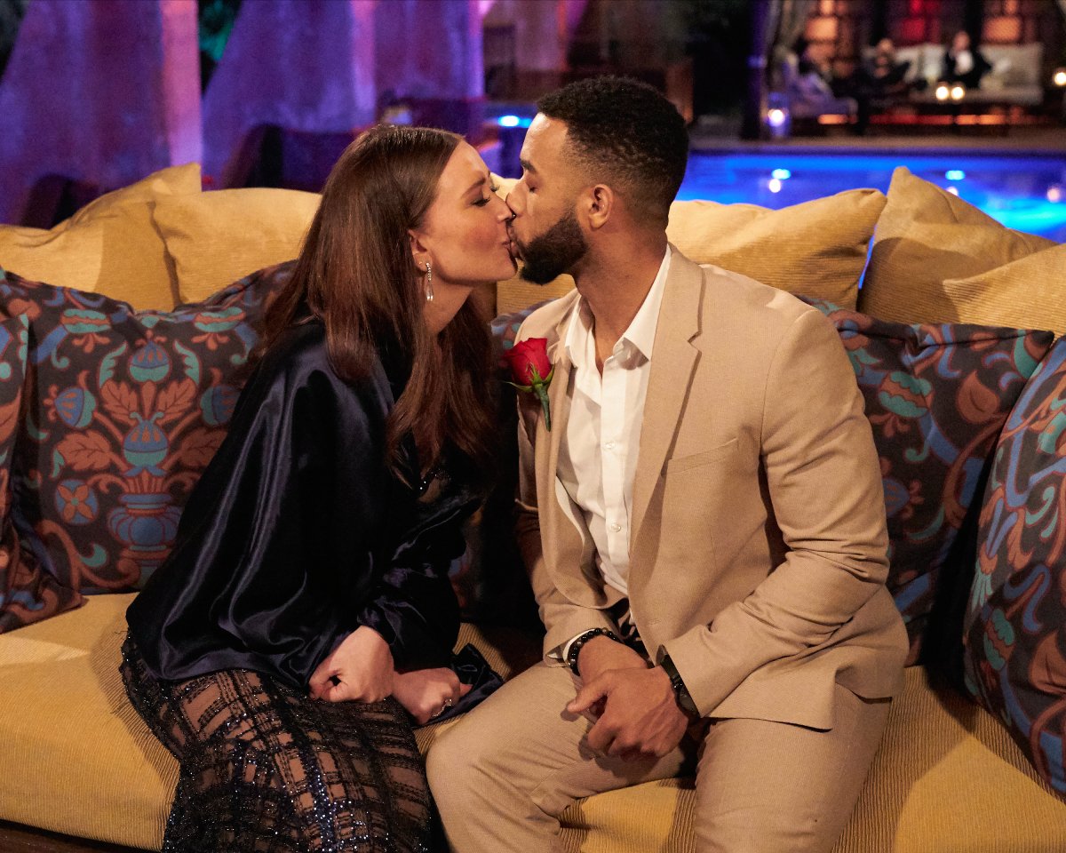 Mario will return for The Bachelorette 2022 Men Tell All. Gabby and Mario kiss during night 1 of The Bachelorette 2022.