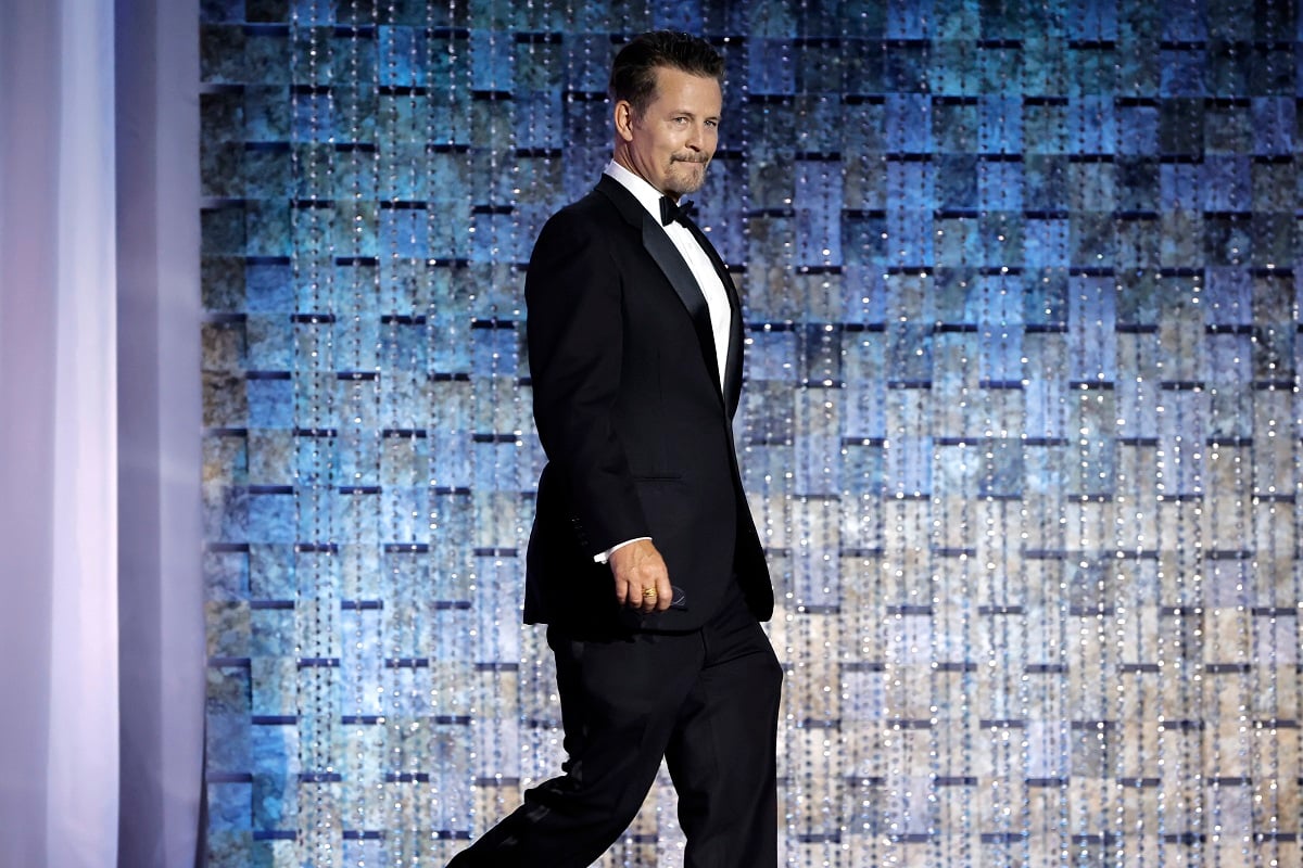 'The Bold and the Beautiful' star Ted King in a tuxedo and onstage at the 2022 Daytime Emmys.