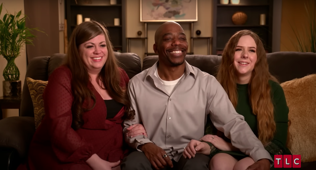 April, Nick, and Jennifer Davis sitting on a couch in 'Seeking Sister Wife'
