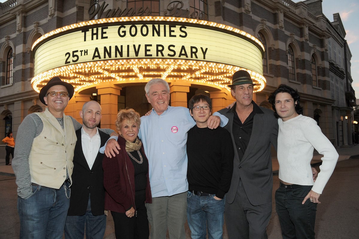 Actor Joe Pantoliano, Jeff Cohen, Lupe Ontiveros, director Richard Donner, Ke Huy Quan, director Robert Davi and Corey Feldman attend the 25th Anniversary celebration of "The Goonies" in 2010