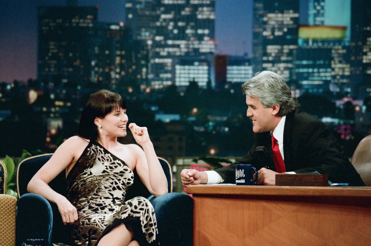 Actress Lucy Lawless during an interview with host Jay Leno in 1997