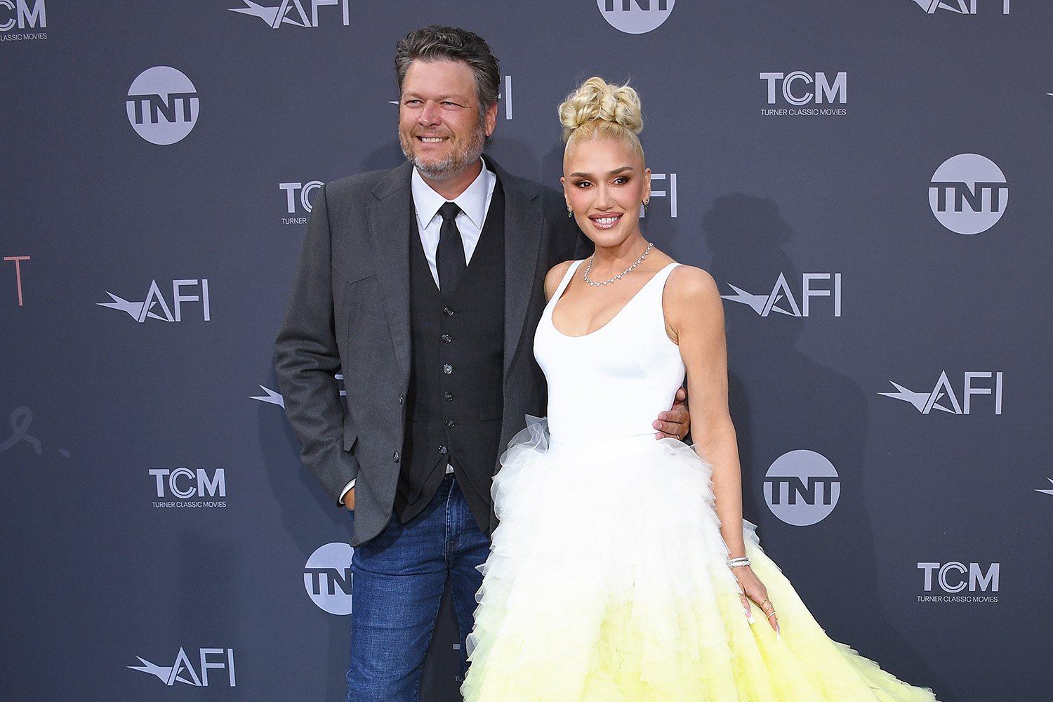 The Voice Season 22 coaches Blake Shelton and Gwen Stefani attend the 48th AFI Life Achievement Award Gala Tribute