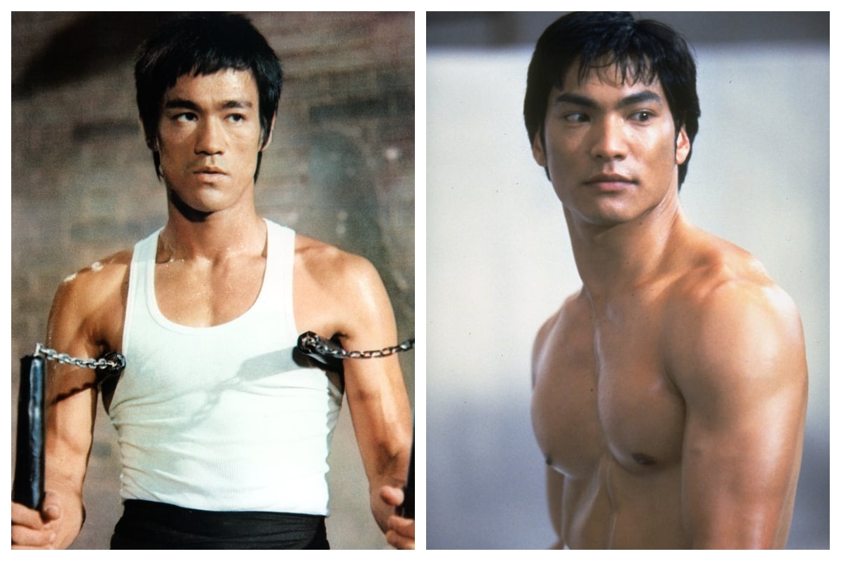 composite image of Bruce Lee and Jason Scott Lee as Bruce Lee