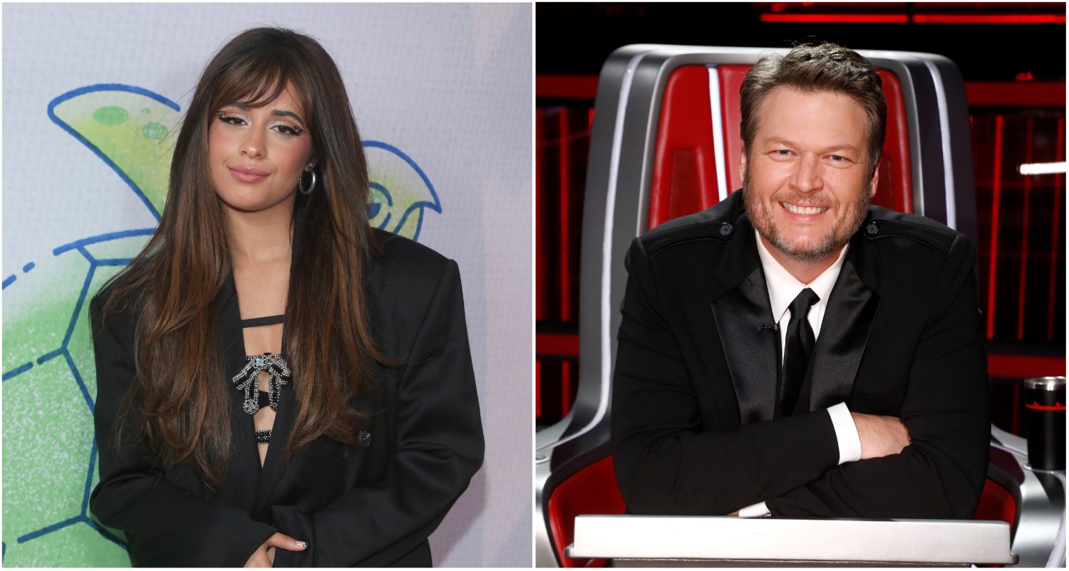 The Voice coach Camila Cabello attends 2022 iHeartRadio Wango Tango // Blake Shelton sitting in his char on The Voice