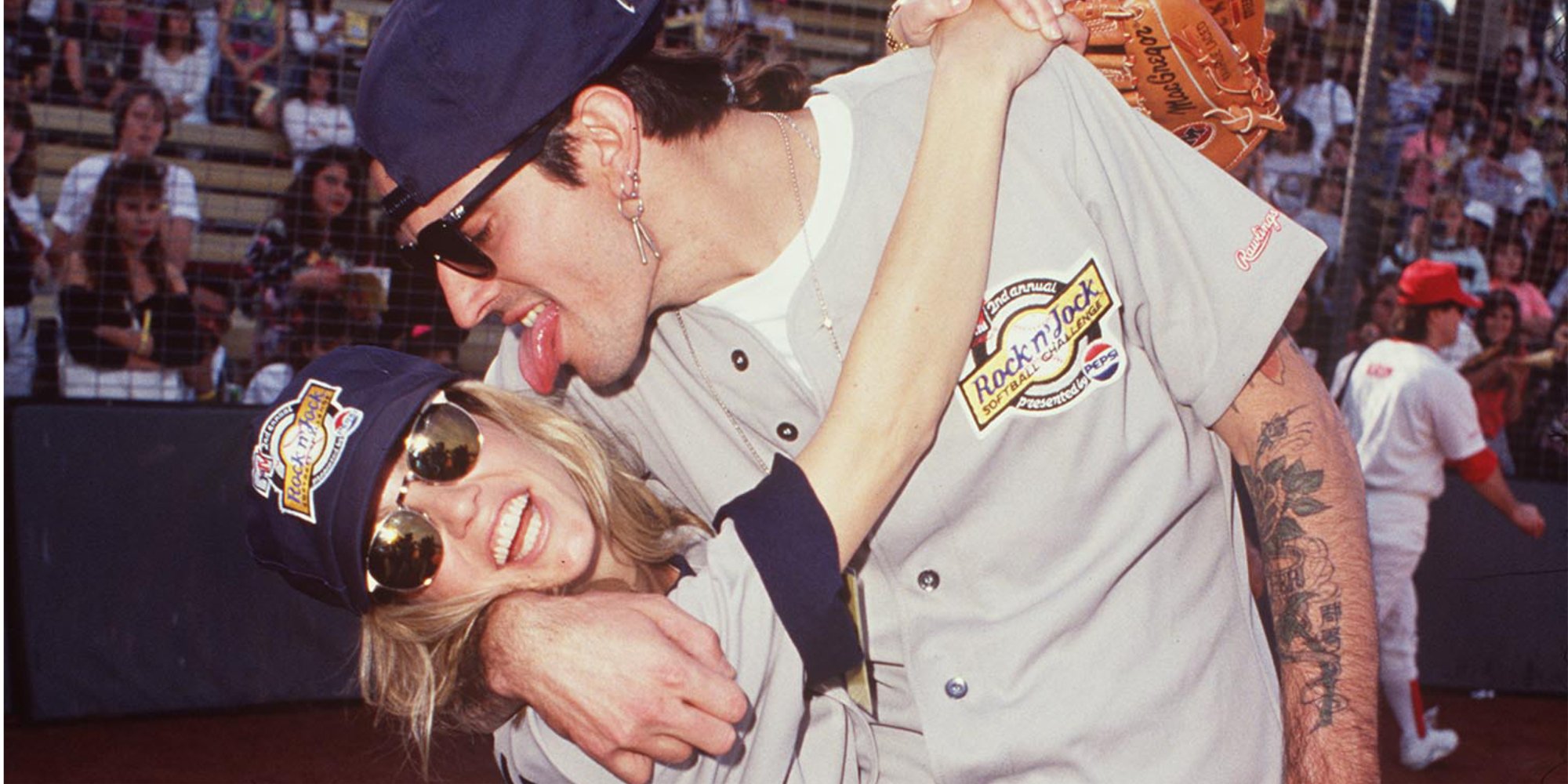 Heather Locklear and Tommy Lee at the Rock and Jock softball game in Los Angeles, California.
