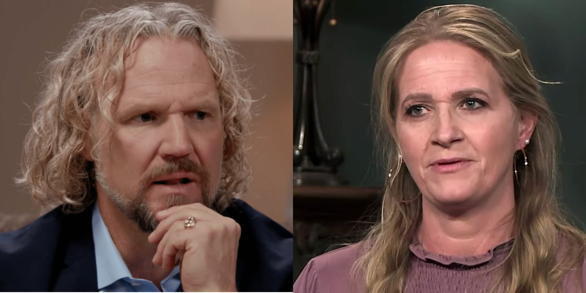 Kody Brown and Christine Brown in side by side photographs taken during 'Sister Wives' confessionals.