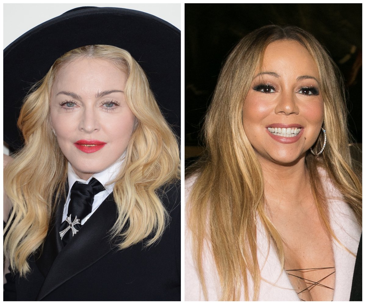 Side by side photos of Madonna and Mariah Carey, who have been in a feud for years.