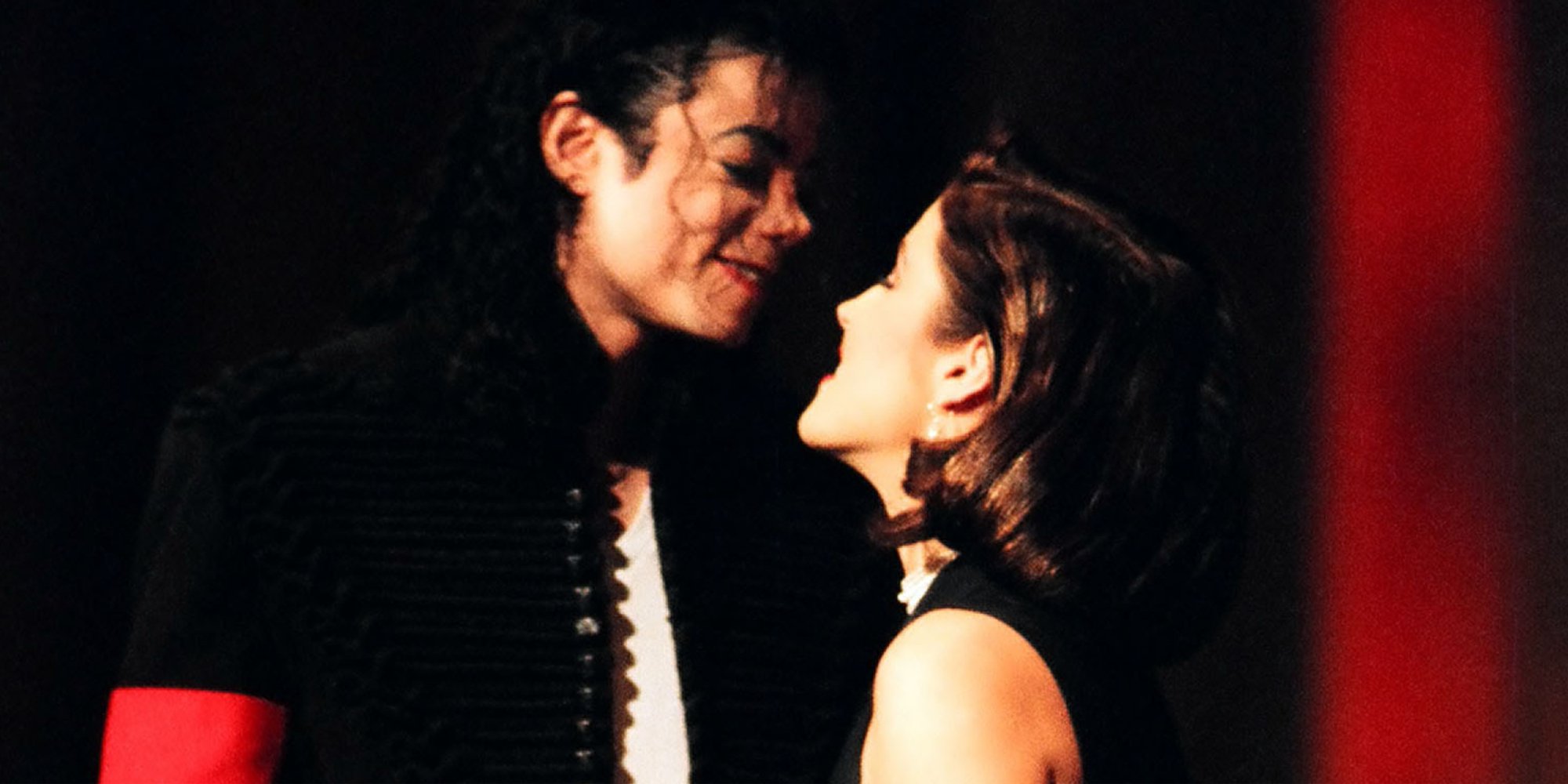 Michael Jackson and Lisa Marie Presley on stage at the MTV VMA's.