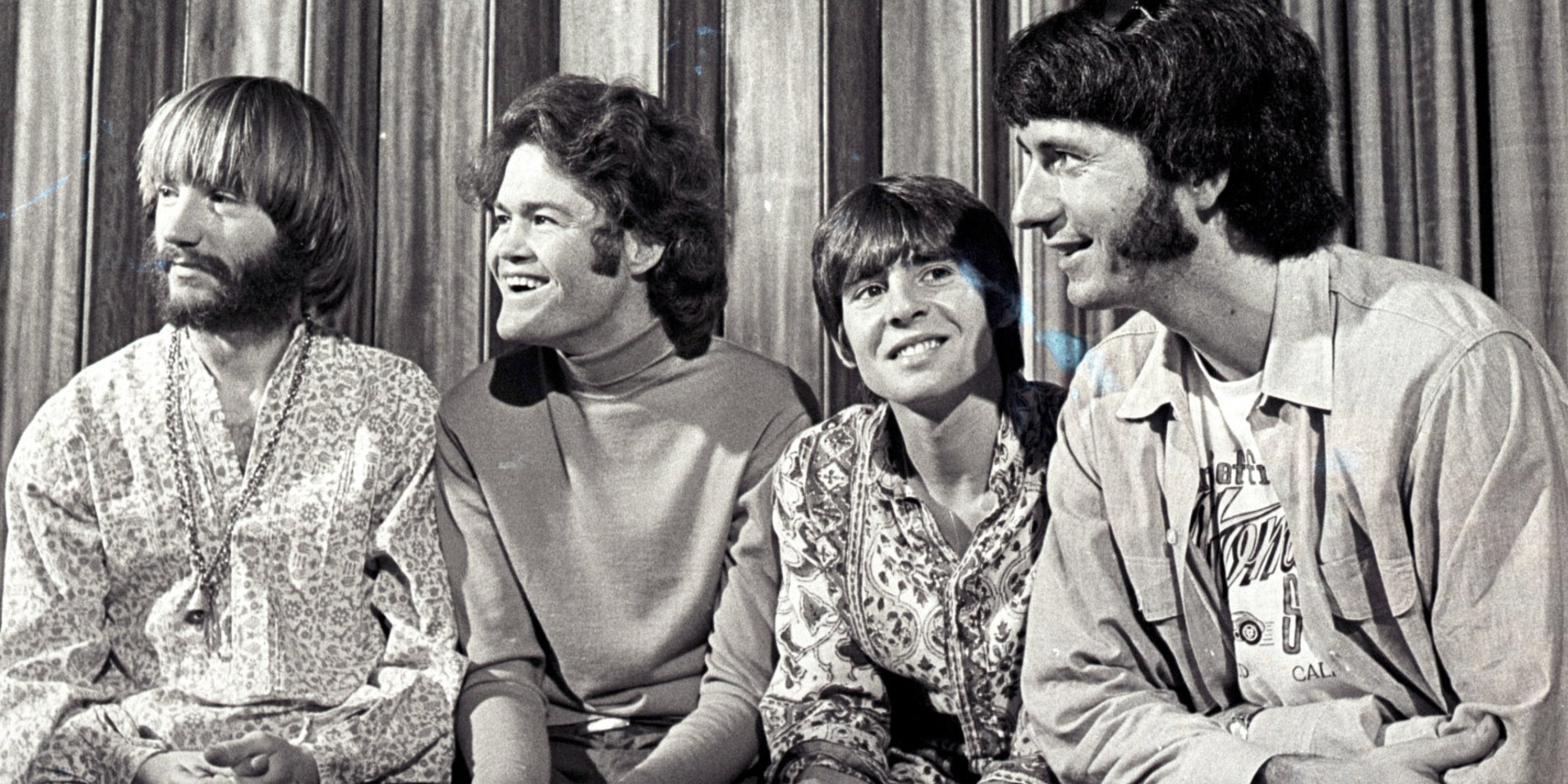 Peter Tork, Micky Dolenz, Davy Jones and Mike Nesmith at a press conference in 1968.