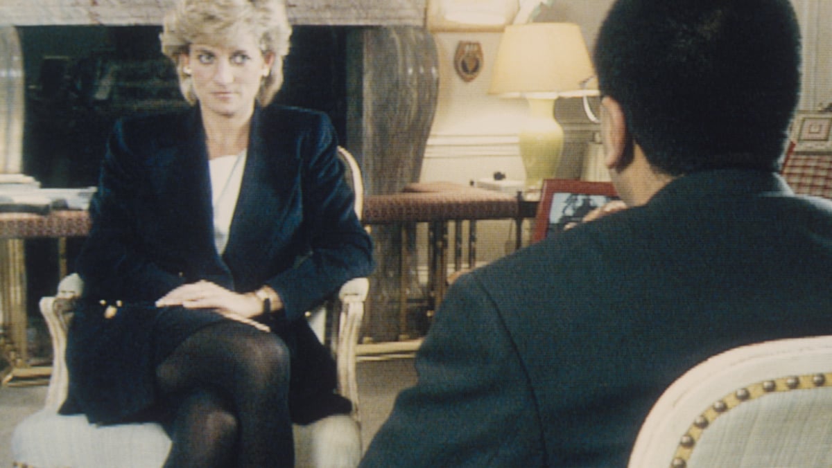 Princess Diana sits down with Martin Bashir for BBC interview.