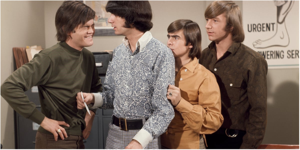 The Monkees cast includes Davy Jones, Mike Nesmith, Mickey Dolenz, and Peter Tork.