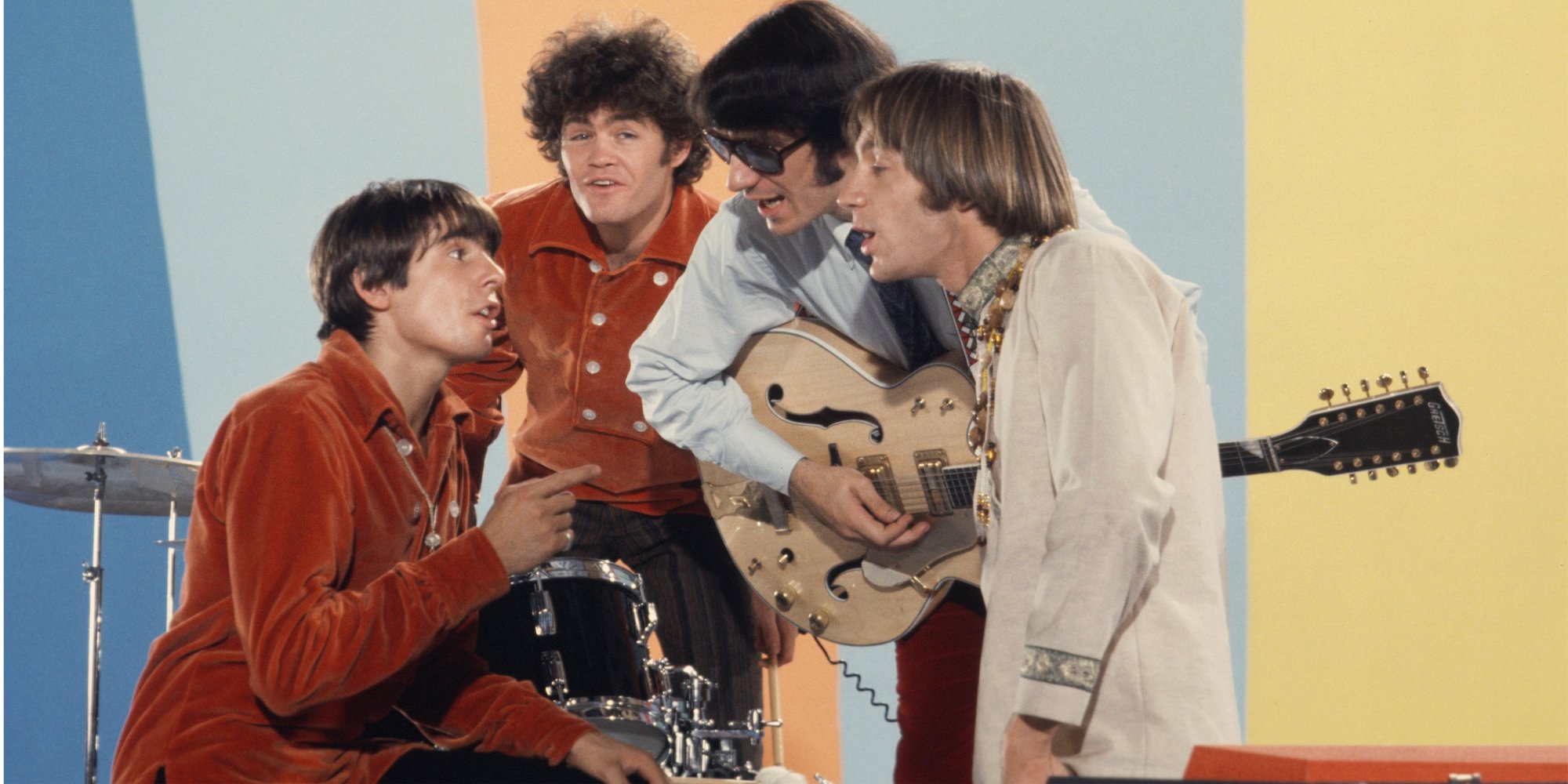 The Monkees cast includes Davy Jones, Mike Nesmith, Mickey Dolenz, and Peter Tork.