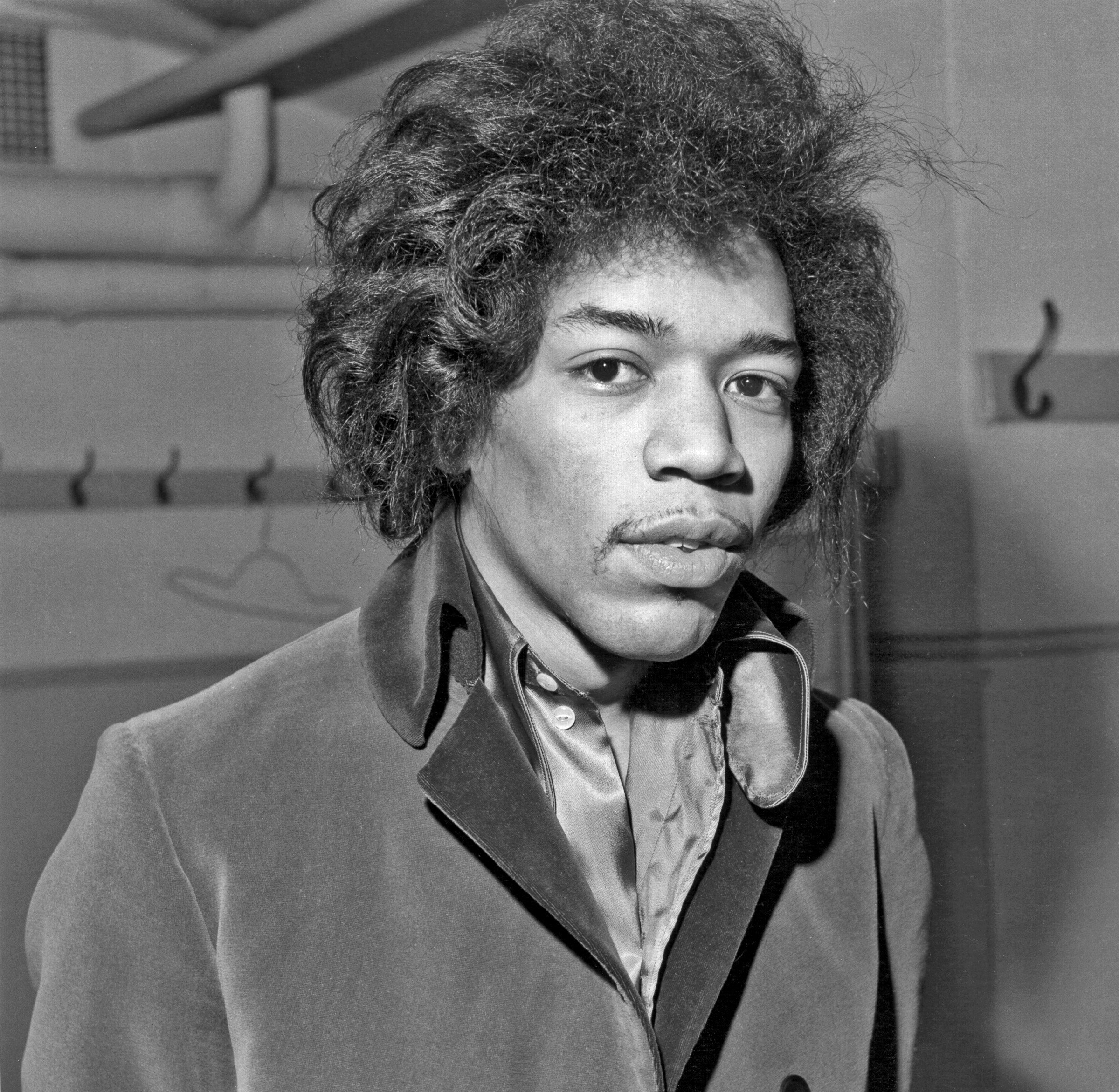 Jimi Hendrix in a coat