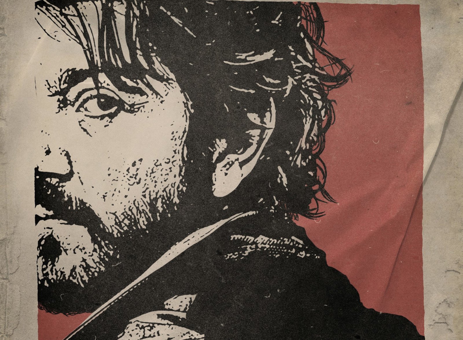 Key art of Diego Luna as Cassian Andor for our article about 'Andor' Episode 5 on Disney+. It's a black and white image of him against a red and white background.